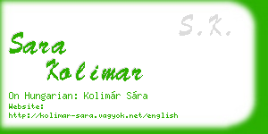 sara kolimar business card