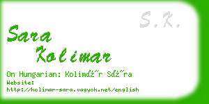 sara kolimar business card